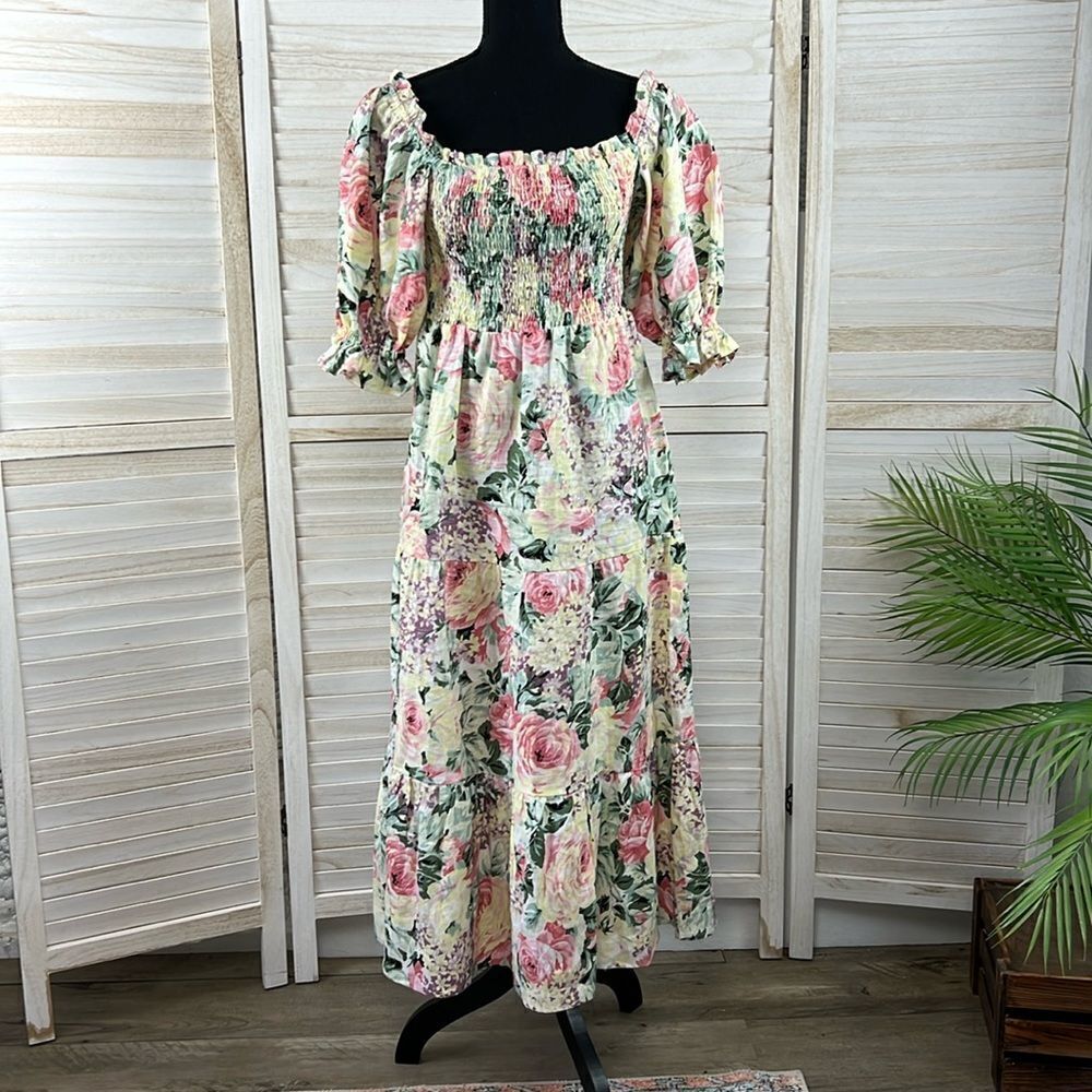Faithful The Brand De Christian Venissa Floral Linen Midi Dress 6